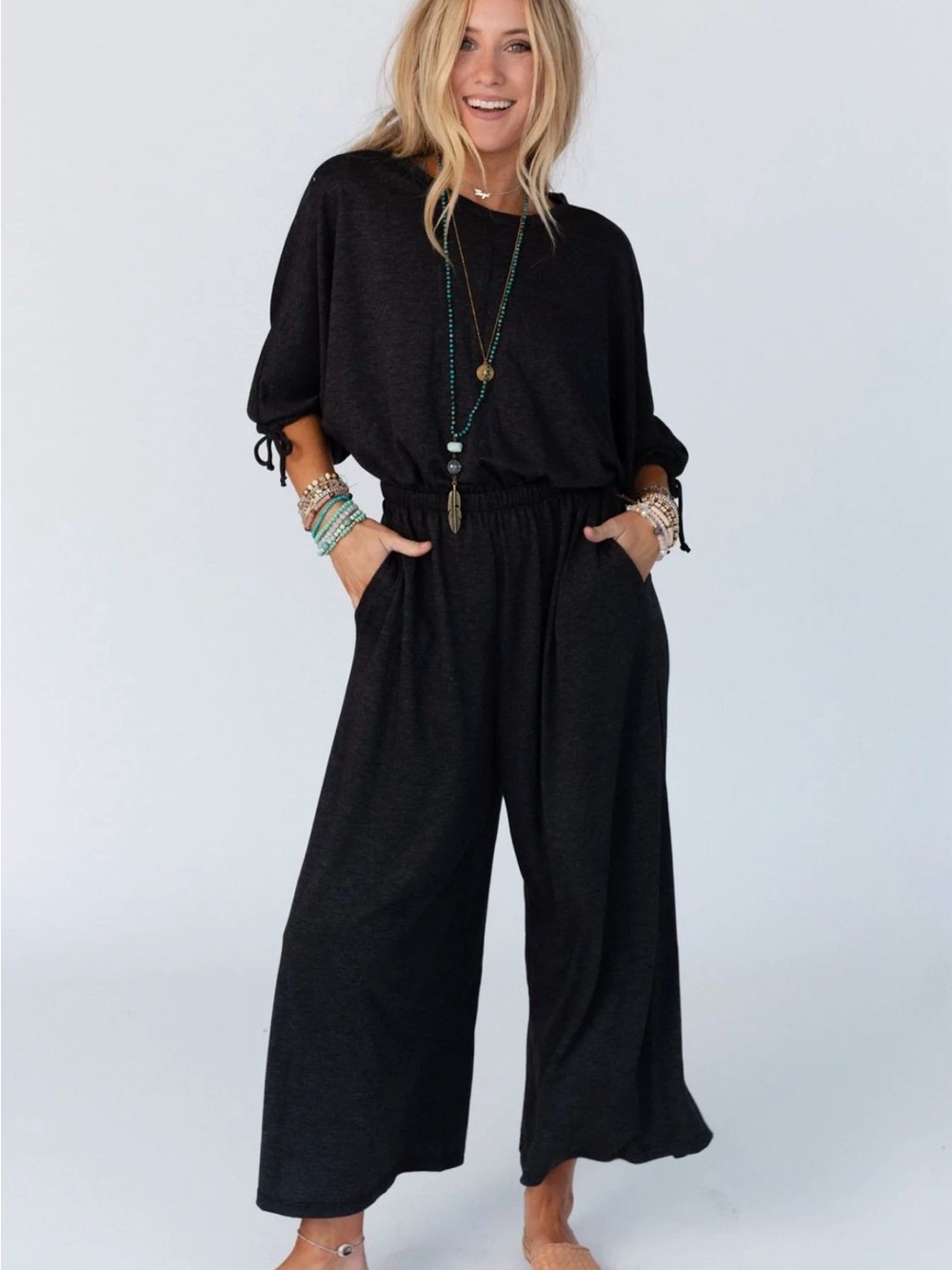 Three Bird Nest Black Wide-Leg Jumpsuit